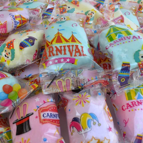 Lupy Lups! Bolsas de algodón de azúcar para diseño de carnaval, sabores surtidos, paquete individual grande a granel de 0.53 onzas cada una,