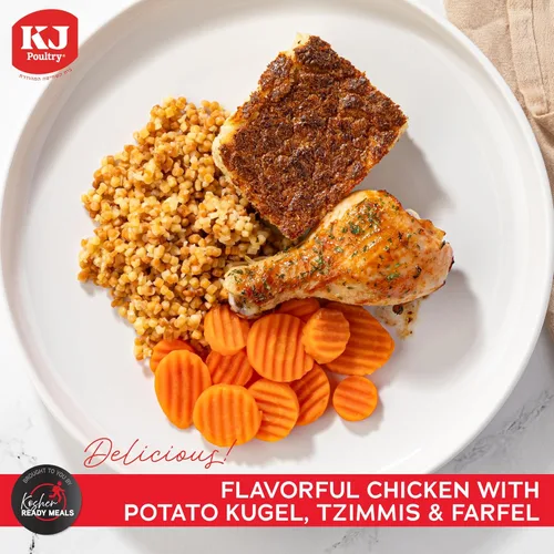 Miniatura 3 de KJ Poultry Comidas preparadas kosher – Bone In Chicken & Kugel, MRE - Comidas de carne listas para comer, comida shabbos, halal, (1 unidad)