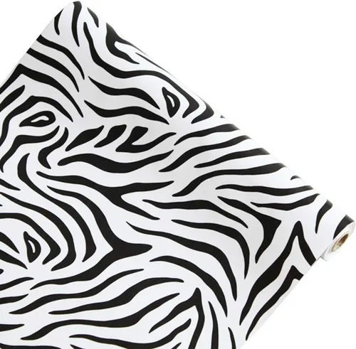 PoetryHome Vinilo autoadhesivo con rayas de cebra, papel de pared para estantes, cajones, armarios, aparadores, manualidades, 17.7 x 117 pulgadas