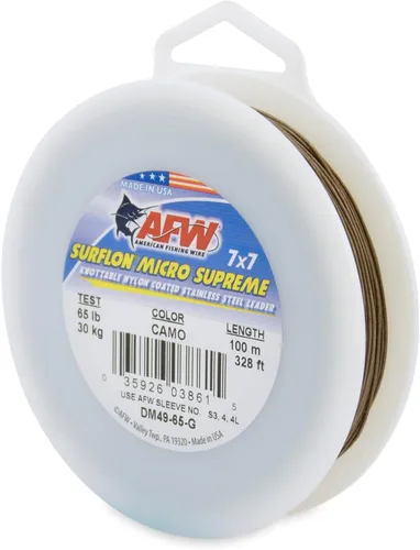 Miniatura 29 de American Fishing Wire Surflon Micro Supreme Nylon recubierto 7x7 de acero inoxidable, líder en alambres anudables para pesca en agua salada, pesca