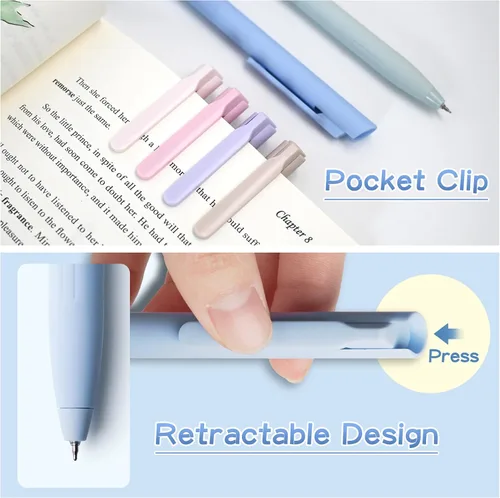Miniatura 2 de 6 bolígrafos de gel pastel, bolígrafos de tinta de colores, bolígrafos coloridos para tomar notas, diario, bonitos bolígrafos retráctiles de 0.020
