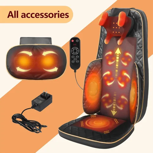 Miniatura 7 de Masajeador de cuello y espalda con calor – Shiatsu masajeador de espalda completa para caminar con amasado profundo y cojín de asiento vibración