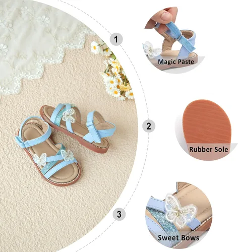 Miniatura 6 de Otter MOMO Sandalias planas de princesa con punta abierta para niñas con suela cómoda para verano