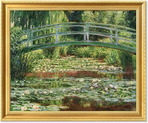 Miniatura 76 de IPIC - Reproducción artística de los lirios de agua de Claude Monet 1906, impresiones giclée coinciden con el marco dorado clásico, arte de pared