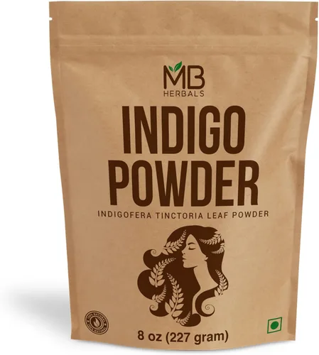 MB Herbals Polvo índigo de 8 onzas / 8.01 oz (0.5 libras) | Índigo 100% puro cultivado orgánicamente de Tamilnadu India | Sin conservantes sin