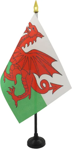 Miniatura 25 de AZ FLAG Bandera de mesa de Albania de 4 x 6 pulgadas - Bandera de escritorio albanesa 5.9 x 3.9 in - Tapa de lanza dorada