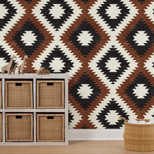 Miniatura 7 de Despegar y pegar papel tapiz Muestras – Neutros a pequeña escala Brandywine Cream Moda Neutral Rust Tribal Southwest Papel pintado extraíble