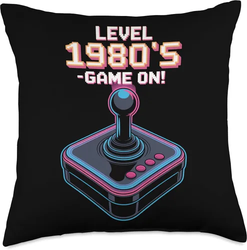 Miniatura 4 de Level 1980s Game On Retro Arcade Joystick Gamer Throw Pillow