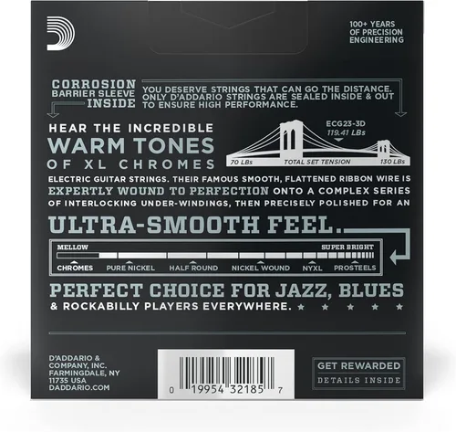 Miniatura 2 de D'Addario Cuerdas de Guitarra – Cuerdas de Guitarra Eléctrica XL Chromes – Entorchado Plano – Pulidas para una Sensación Ultra Suave y Tono Cálido