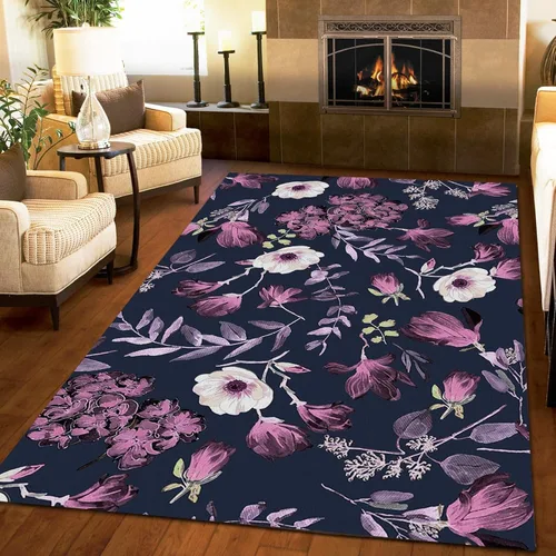 Miniatura 4 de Alfombra de área de flores simples moradas, alfombra abstracta degradada para interiores, decoración de sala de estar, cálida, suave, duradera