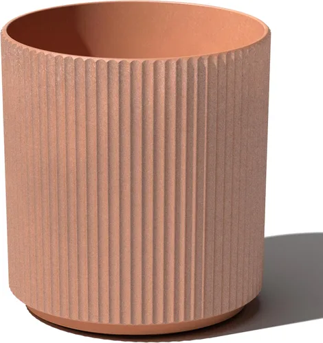 Miniatura 30 de Veradek Serie Mason Demi Plantador - Plantador Grande Redondo para Patio/Balcón Interior o Exterior Hecho de Plástico y Hormigón con Agujeros
