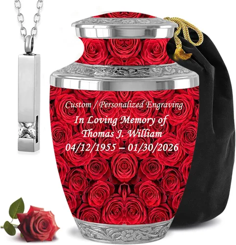 Miniatura 23 de Personalized Custom American Eagle Urn Set of 6 - Hand-Engraved Black Eagle Urns for Human Ashes Adult Female & Male, Includes 1 Large Adult Urn