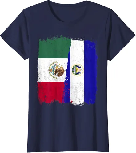 Miniatura 38 de Camiseta con la bandera mexicana de El Salvador con la mitad de la bandera mexicana de El Salvador