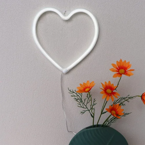 Miniatura 3 de Letrero de neón con forma de corazón, luz blanca fría, funciona con pilas o USB, luz de neón LED para fiesta, bonita decoración del día de San