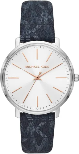 Michael Kors Reloj de acero inoxidable de tres manos Pyper Logotipo plateadoazul talla única MK7244 - Reloj de mano Pyper 3