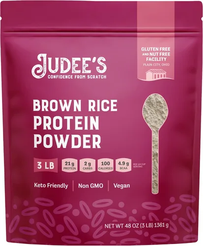 Judee's Gluten Free Proteína en polvo de arroz integral – Fórmula de arroz germinado – Nutrición a base de plantas apta para dieta cetogénica – Base