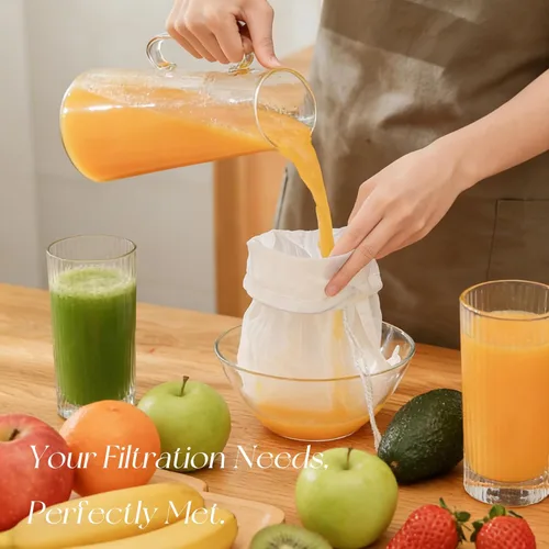 Miniatura 4 de Bolsa de filtro reutilizable de malla fina, filtro de nailon multiusos para preparación de leche de nuez y extracción de jugo, bolsa de filtración