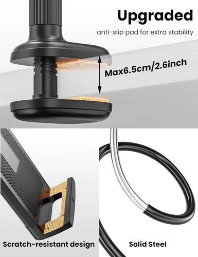 Miniatura 6 de VOLTIFYMAX Soporte de cuello de cisne para Kindle con volteador de páginas remoto para leer en la cama, soporte para tablet para escritorio, brazo