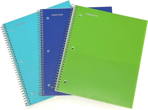 Miniatura 14 de Mintra Office Cuadernos de espiral duraderos, 1 materia, (rosa primavera, amarillo sol, hielo ártico, rayas anchas, paquete de 3)