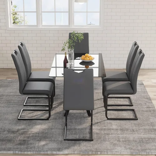 Miniatura 14 de Mesa de comedor de 5 piezas de 47 pulgadas con 4 sillas de piel sintética, juego de mesa de comedor moderno para 4, mesa de cocina rectangular