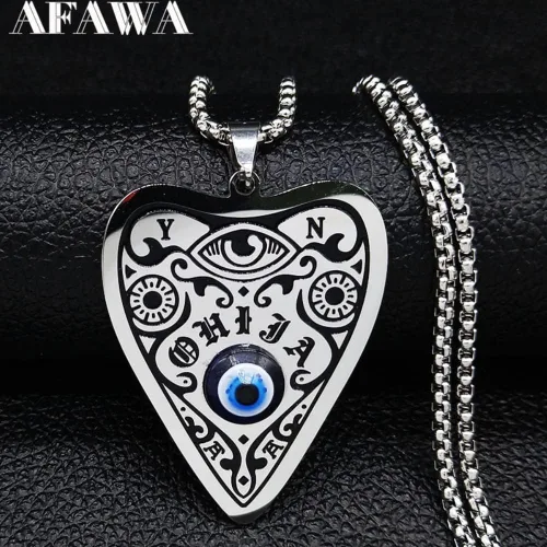 Fashion Wicca Ouija Sun Star Moon - Collares de acero inoxidable para mujer, collar de cadena de color plateado, joyería Collier Femme N56702