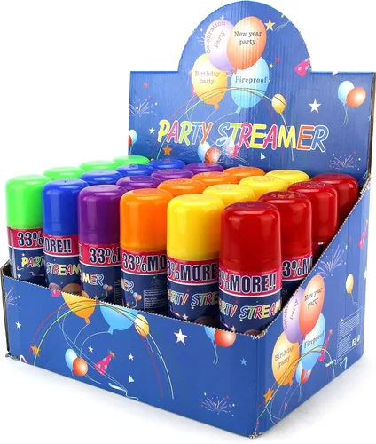 Miniatura 3 de Party Streamer - Cuerda en aerosol en una lata para niños, suministros de fiesta para niños, perfecto para fiestas/eventos, 2 cajas de 24 latas