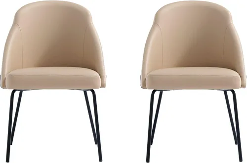Miniatura 23 de Manhattan Comfort Gracie - Juego de 1 sillas de comedor modernas de piel sintética, asiento tapizado de piel sintética, patas de acero, espuma