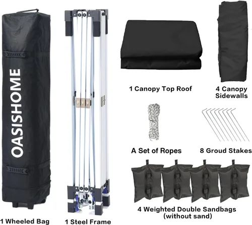 OASISHOME Carpa emergente instantánea portátil de 10 x 10 pies, con bolsa, para patio/exteriores/fiestas de boda y eventos (color caqui, 10 x 10)