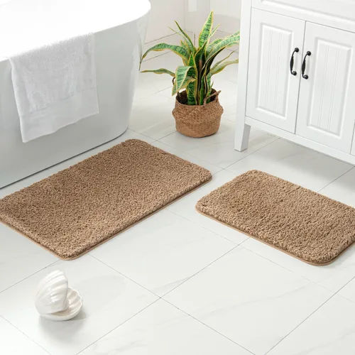 Miniatura 83 de MIULEE Juego de 2 alfombras de baño antideslizantes peludas extra gruesas y suaves, alfombrillas de baño de microfibra suave absorbente de agua