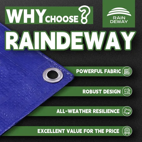 Miniatura 2 de RAINDEWAY Tarps - Lona impermeable de color azul de 4 x 16 pies de grosor, resistente a desgarros, multiusos, para techo, campamento, automóvil