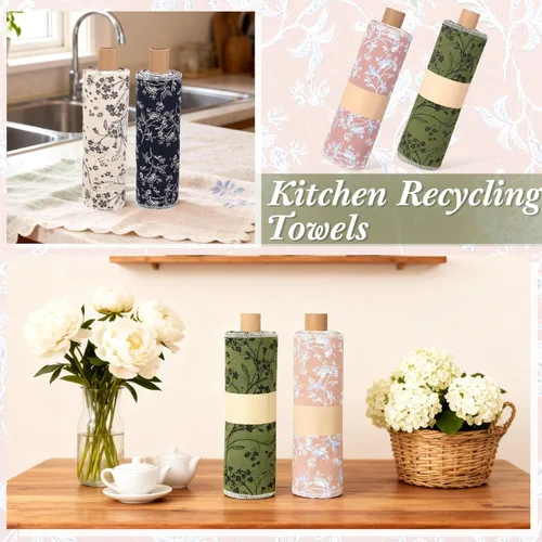 Miniatura 3 de Redbaker 50 piezas de toallas de papel reutilizables, paños de cocina sin papel, paños de algodón lavables, toallas de papel absorbente