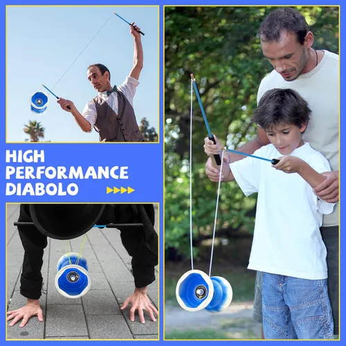 Miniatura 5 de CHEE MONG MD01 Yoyo chino para niños y adultos, diábolo profesional de triple rodamiento, juguete Diábolo Yoyo de 5 pulgadas con 2 varillas