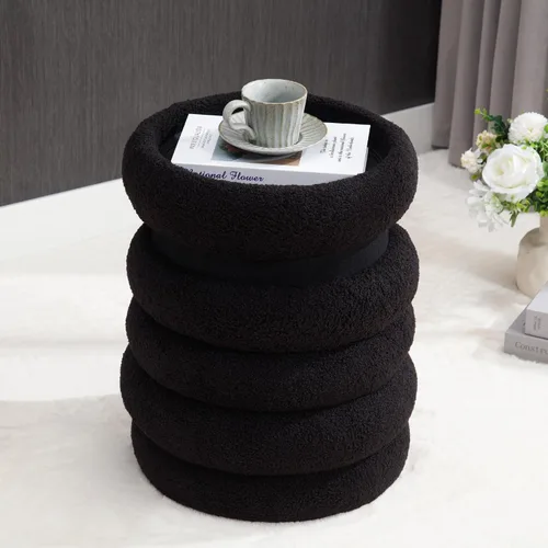 Miniatura 6 de LZAREAL Reposapiés moderno otomano redondo de almacenamiento de 15 pulgadas con asiento acolchado suave, taburete de tocador para sala de estar