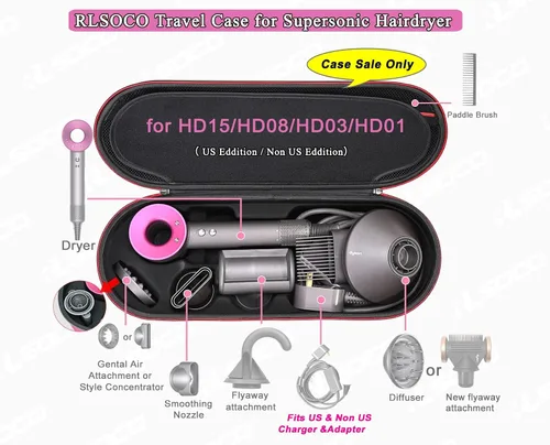 Miniatura 2 de RLSOCO Estuche rígido para secador de pelo Dyson Supersonic Nural/Supersónico HD15 HD08 HD07 HD03 HD01, bolsa de almacenamiento portátil de viaje