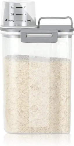 Miniatura 8 de TBMax Contenedor de arroz 1.8 kg / 4 libras Dispensador de arroz con taza de medición, contenedor de almacenamiento de alimentos para cocina