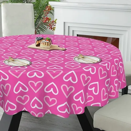 Miniatura 5 de Cute Round Tablecloth Heart-Shaped Table Cloth Decor Washable Table Cover with Wrinkle Resistant for Home Kitchen Dining Room Picnic Camping Party