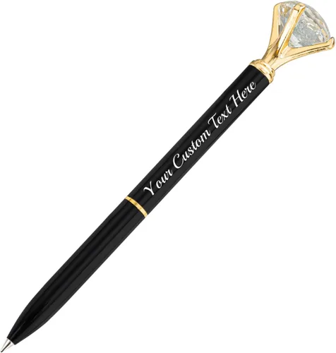 Bolígrafo de diamante personalizado, bolígrafos de cristal personalizados en negro con nombre y texto, gemas personalizadas, 1 unidad, regalo para