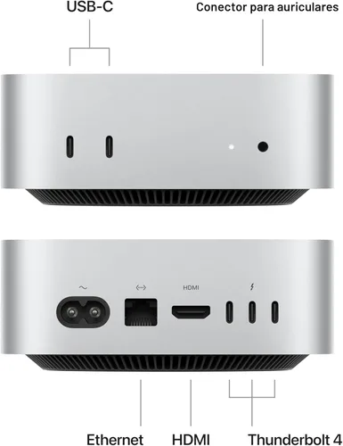 Miniatura 3 de Apple Computadora de escritorio Mac mini 2024 con chip M4 con CPU de 10 núcleos y GPU de 10 núcleos: diseñada para Apple Intelligence, memoria