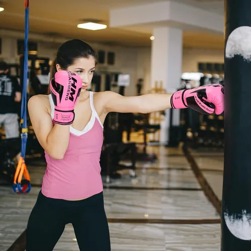 Miniatura 5 de Guantes de entrenamiento de boxeo Guantes para saco de boxeo para mujeres y adultos, Guantes profesionales a prueba de golpes para entrenamiento