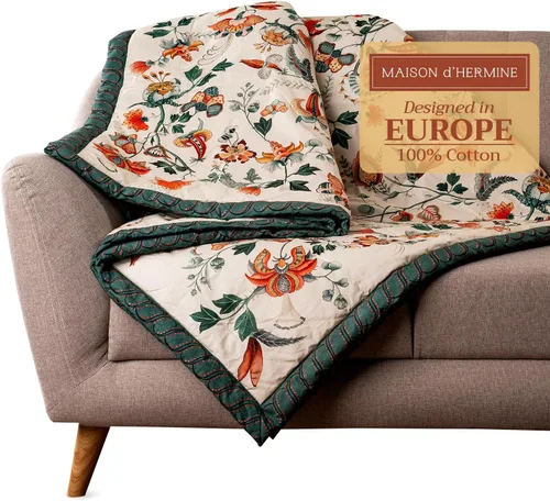 Miniatura 40 de Maison d' Hermine Manta para sofá, ligera y suave, cálida y transpirable, de algodón, para cama, para niñas, niños, mujeres, hombres, regalos, sofá