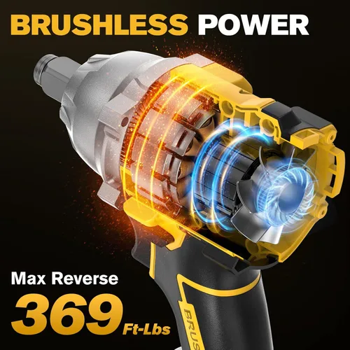 Miniatura 3 de Llave de impacto inalámbrica para batería DeWalt, 500 Nm (369 pies-libras) pistola de impacto sin escobillas de 1/2 pulgada y 1/4 pulgadas