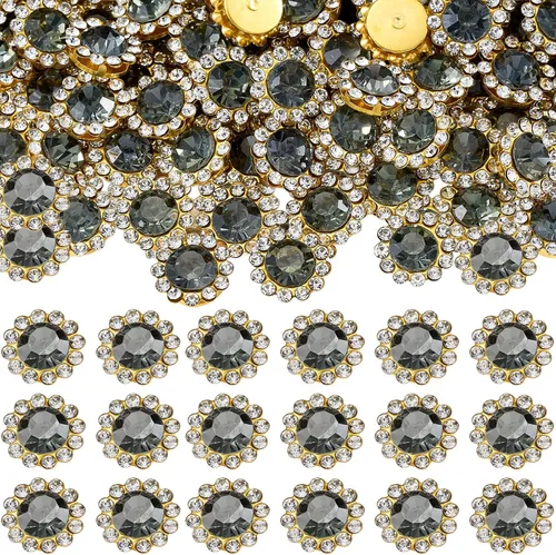 Miniatura 16 de 160 diamantes de imitación para coser de 0.472 pulgadas, base de metal, diamantes de imitación para coser en ropa, zapatos, aretes, cinturón