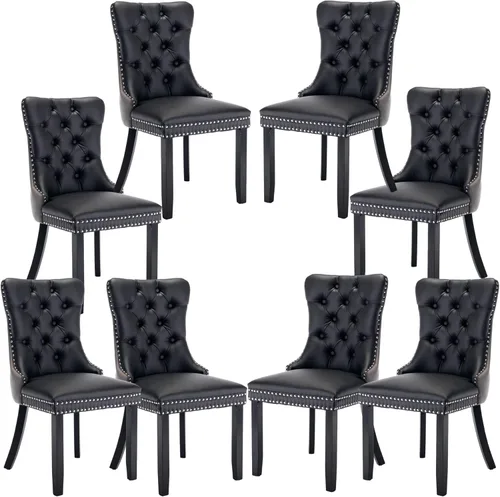 Miniatura 21 de Silla de comedor copetuda moderna de terciopelo para comedor, sillas de comedor tapizadas con remache de clavo, anillo trasero para cocina, comedor