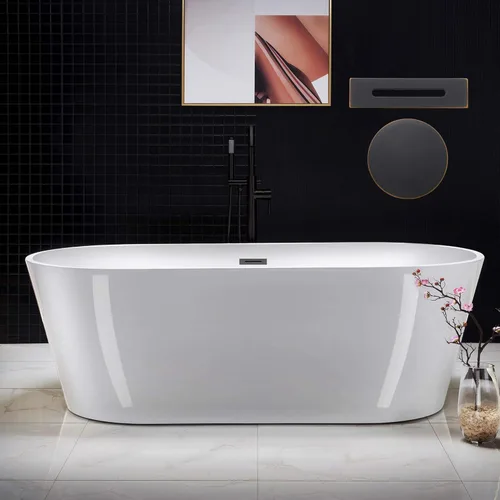 Miniatura 2 de WOODBRIDGE B1701-ORB - Bañera de acrílico independiente de 71 pulgadas con desbordamiento y drenaje de bronce aceitado Oil Rubbed Bronze