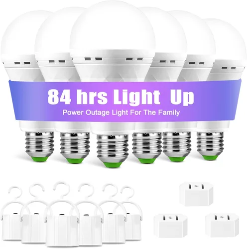 Miniatura 9 de Bombilla de luz de emergencia recargable, permanece encendida durante fallas de energía, bombillas LED de 1500 mAh, 12 W, 60 W equivalentes