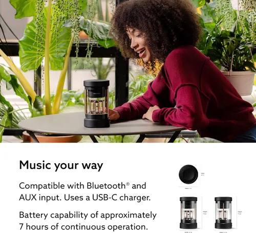 Miniatura 5 de BALMUDA El altavoz Altavoz Bluetooth portátil Sonido de cristal 3D y espectáculo de luz LED Recargable USB-C 3 modos de luz: vela