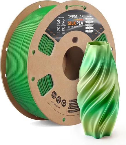 Miniatura 36 de OVERTURE - Paquete de filamento de seda PLA, sin obstrucciones, brillante, filamento metálico brillante para impresora 3D, carrete de 1 kg * 4