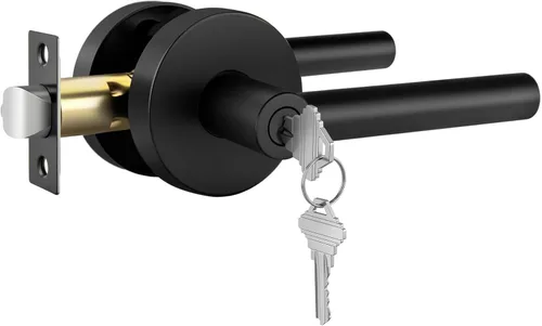 Miniatura 12 de Goldenwarm - Paquete de 1 picaporte negro inactivo de una sola cara, con tirador de puerta de extracción mate, resistente, para armario o despensa