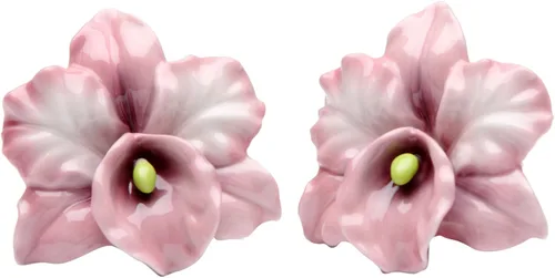 CG Pink SS-CG-48518, juego de coctelera de sal y pimentero de orquídeas de cerámica de 2.5 pulgadas, 2.5 pulgadas