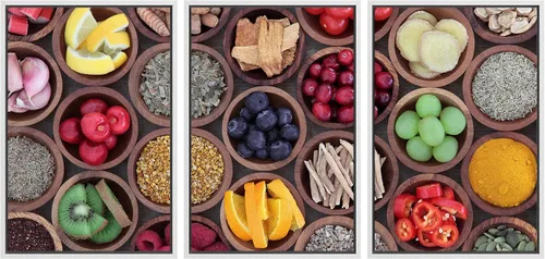 Miniatura 170 de wall26 Lienzo enmarcado para pared, juego de arte de hierbas, verduras y condimentos en madera, alimentos, fotografía cultural, realismo, paisaje